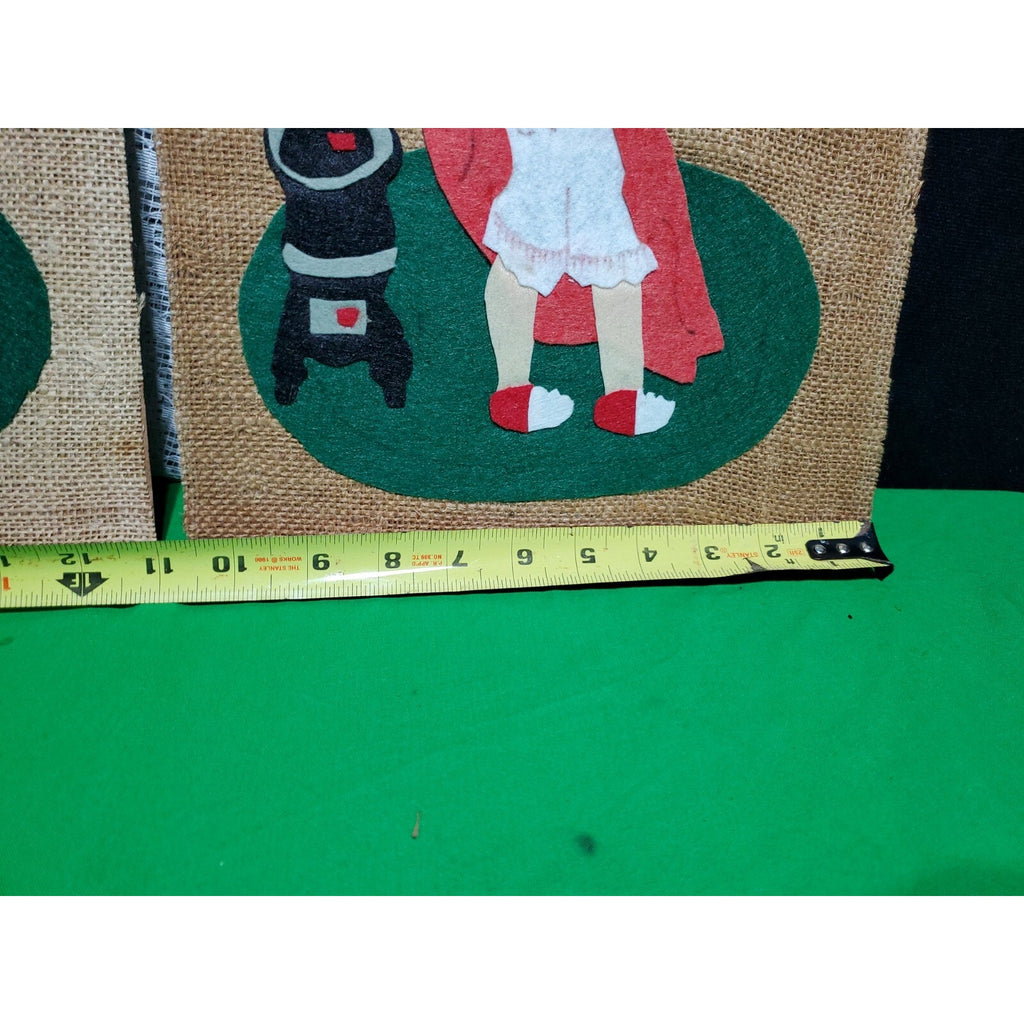 Original Art: Vintage Collage on burlap w/ felt Christmas art his & hers 11"X14