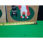 Original Art: Vintage Collage on burlap w/ felt Christmas art his & hers 11"X14