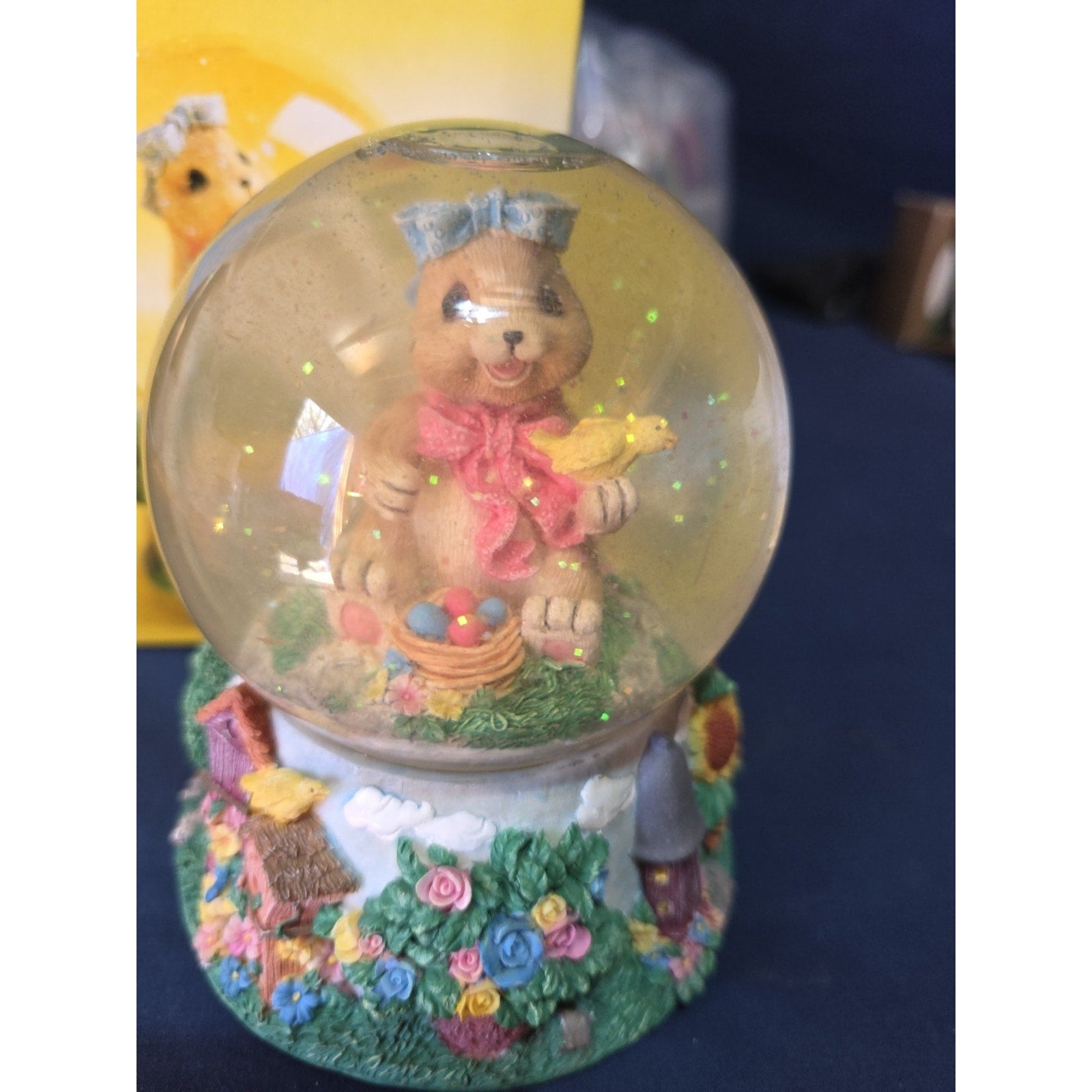 VTG Spring Easter Bunny Rabbit Musical Snow Globe Musical Waterball