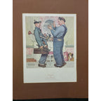 Norman Rockwell "Two Plumbers and a Dog " 11 x 14 Matted Art Print-1951