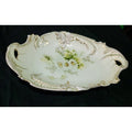 Old Bavaria Prussia Mold Double Handled Plate Tray Hand Painted Flower