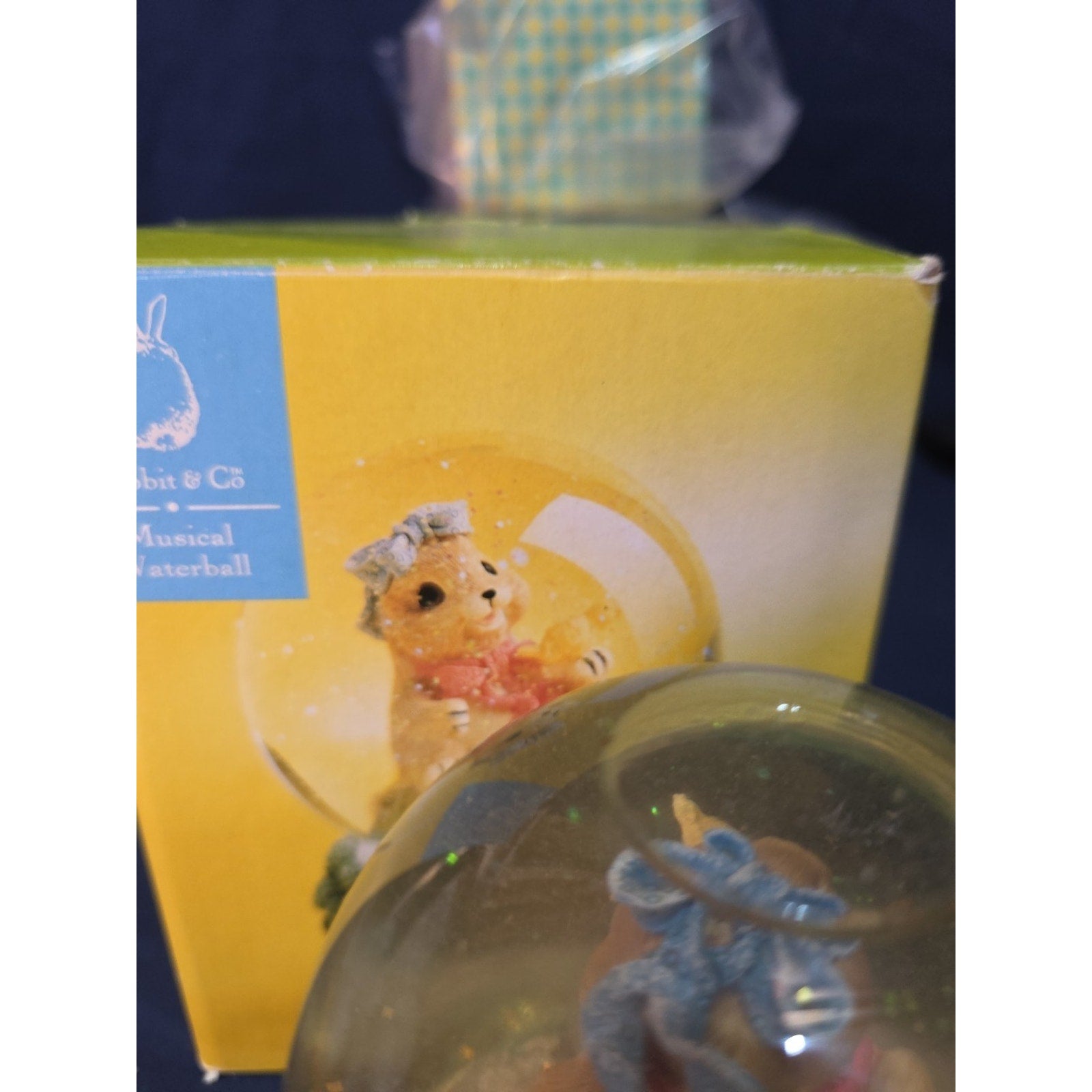 VTG Spring Easter Bunny Rabbit Musical Snow Globe Musical Waterball