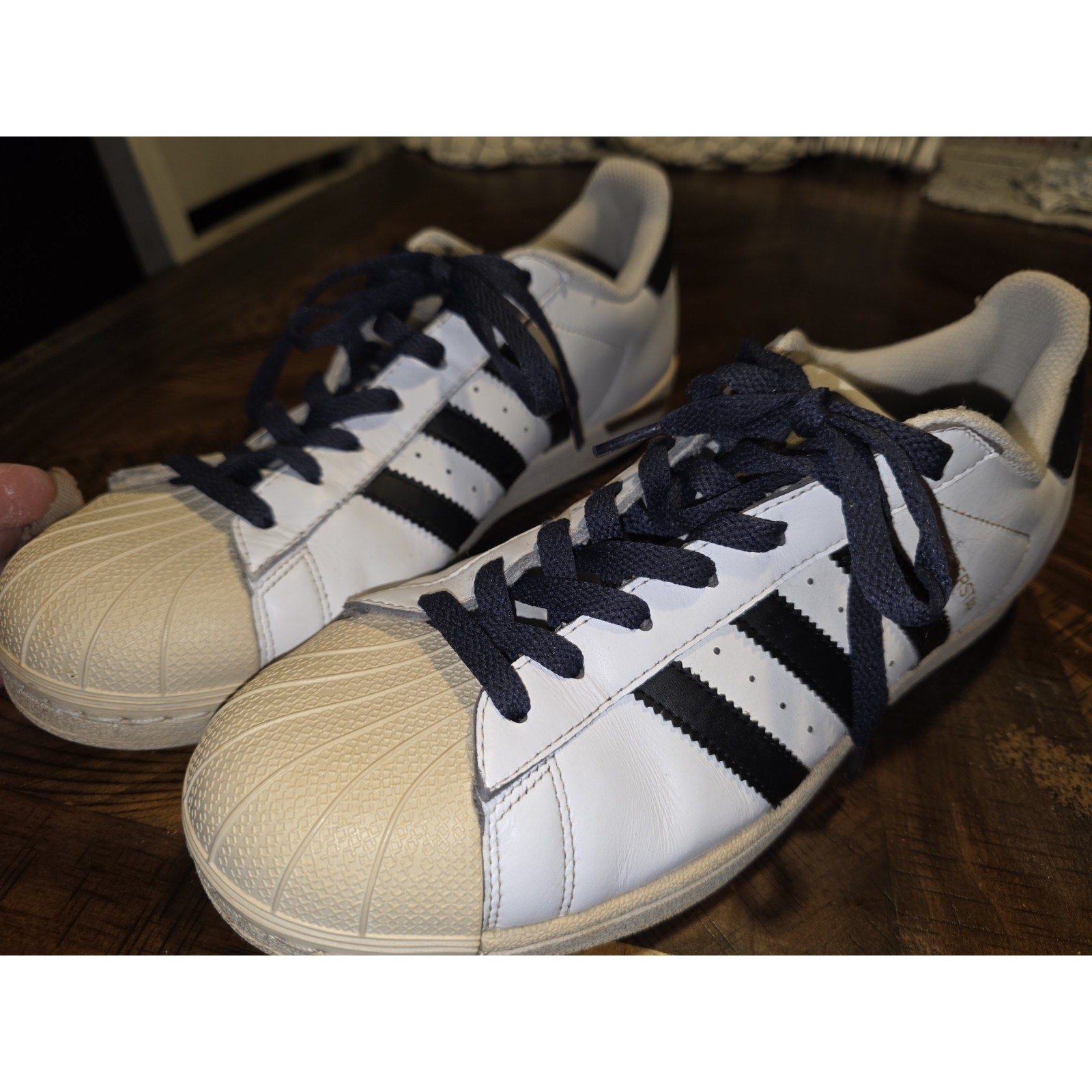 Adidas Mens White Leather Clamshell Shoes Sz 11 PWI 001001 White & Off White