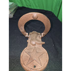 Cast Iron Horseshoe Boot Star Door Knocker Rustic Western Style 6.75 in Tall