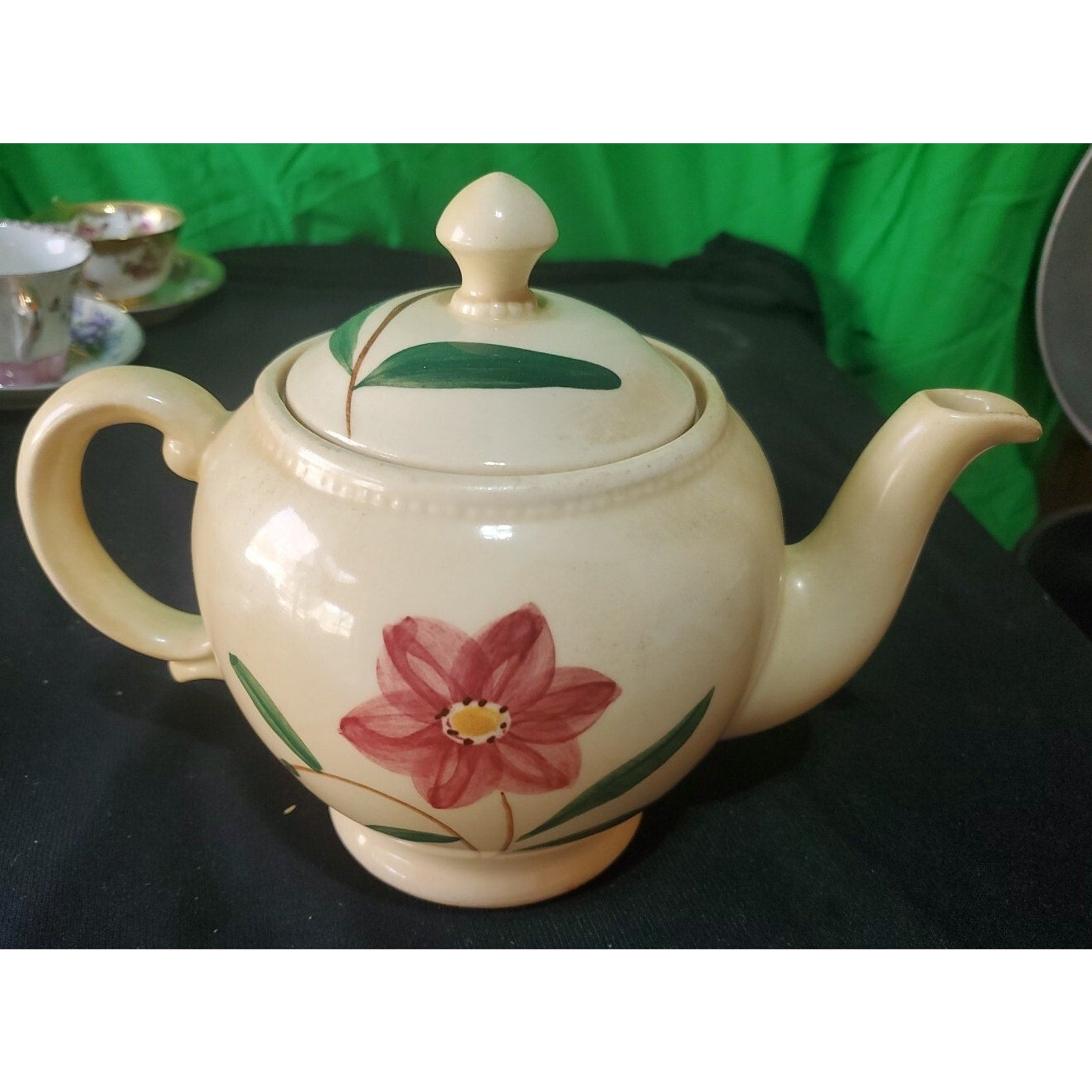 Vintage SHAWNEE POTTERY Hand Painted Ceramic Teapot Floral Motif USA