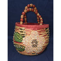 Vintage Boho Woven Straw Mini Handbag – Floral Sequin & Bead Accents