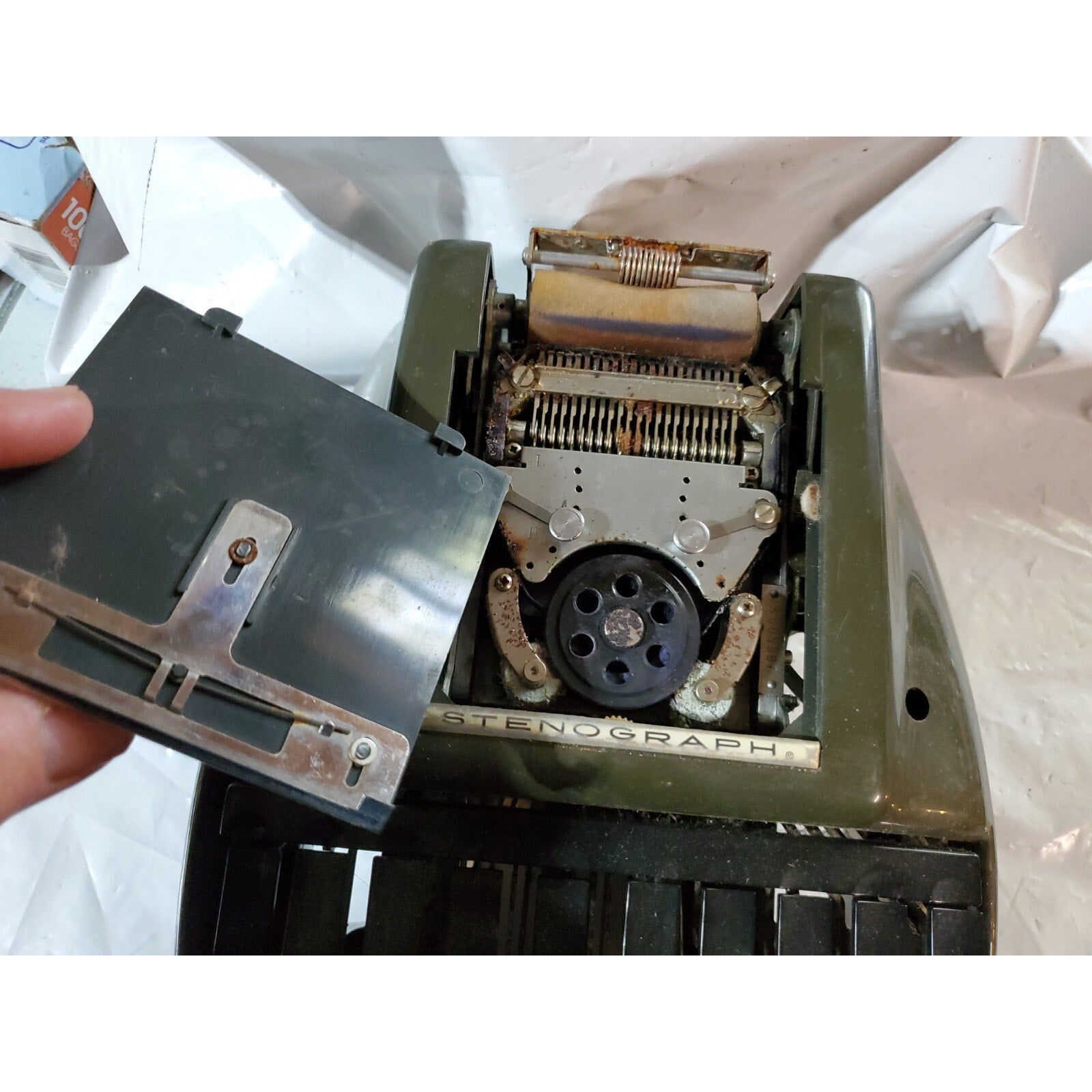 Vintage Stenograph Reporter Model paper tray, parts piece