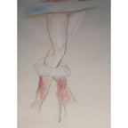 Original Art Colored Pencil Ske Woman Santa Artist Unknown. 18x24