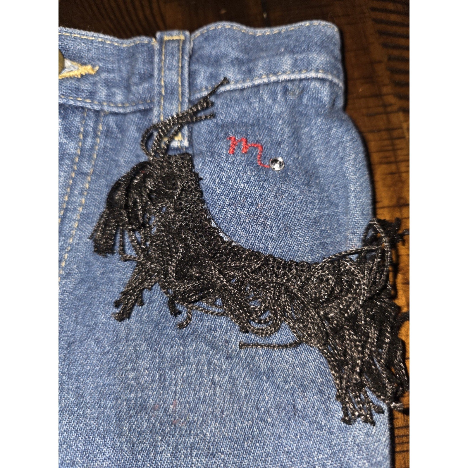 Western /Farm Styje Premium Patch Girls Western Jeans - Size 2T - Hand Stetched
