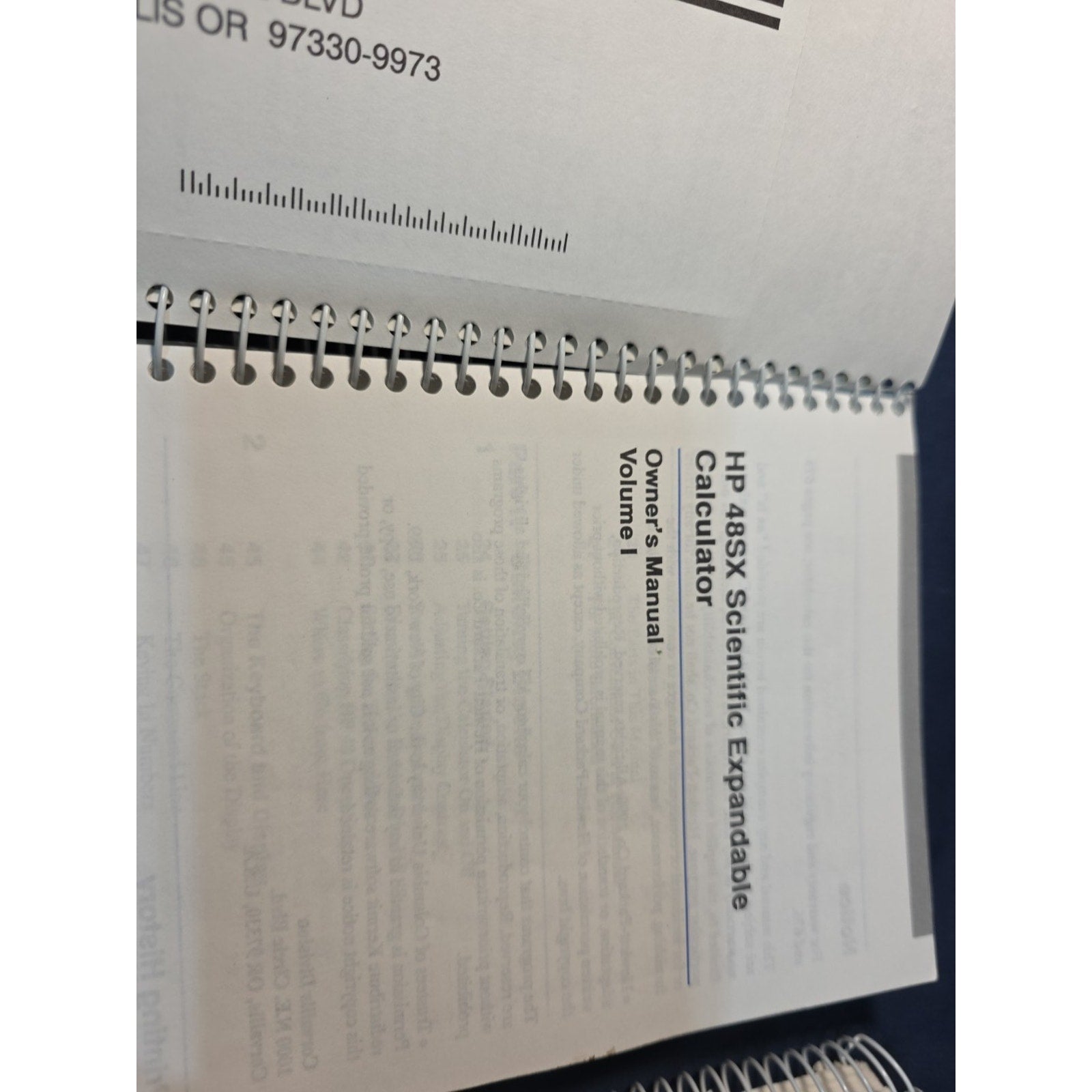 HP 48SX Scientific Expandable Owner's Manual Vol. I & Vol. 2 4th Edition 1990