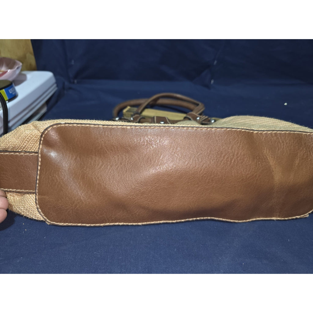 Fossil "Genuine Classic 1954" Straw & Leather Satchel – Boho Chic Shoulder bag