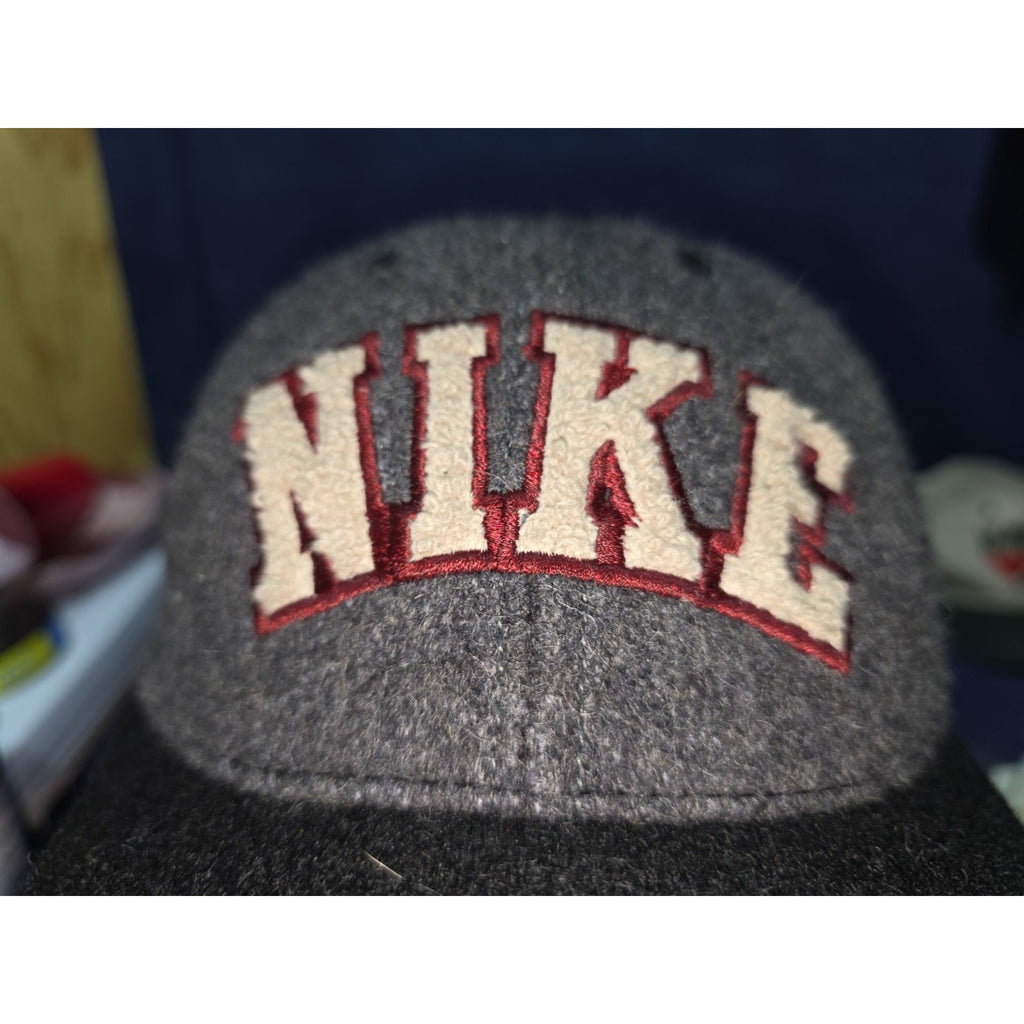 Vintage 90s Nike Wool Blend "Big Logo" Snapback Hat - MADE IN USA Raised
