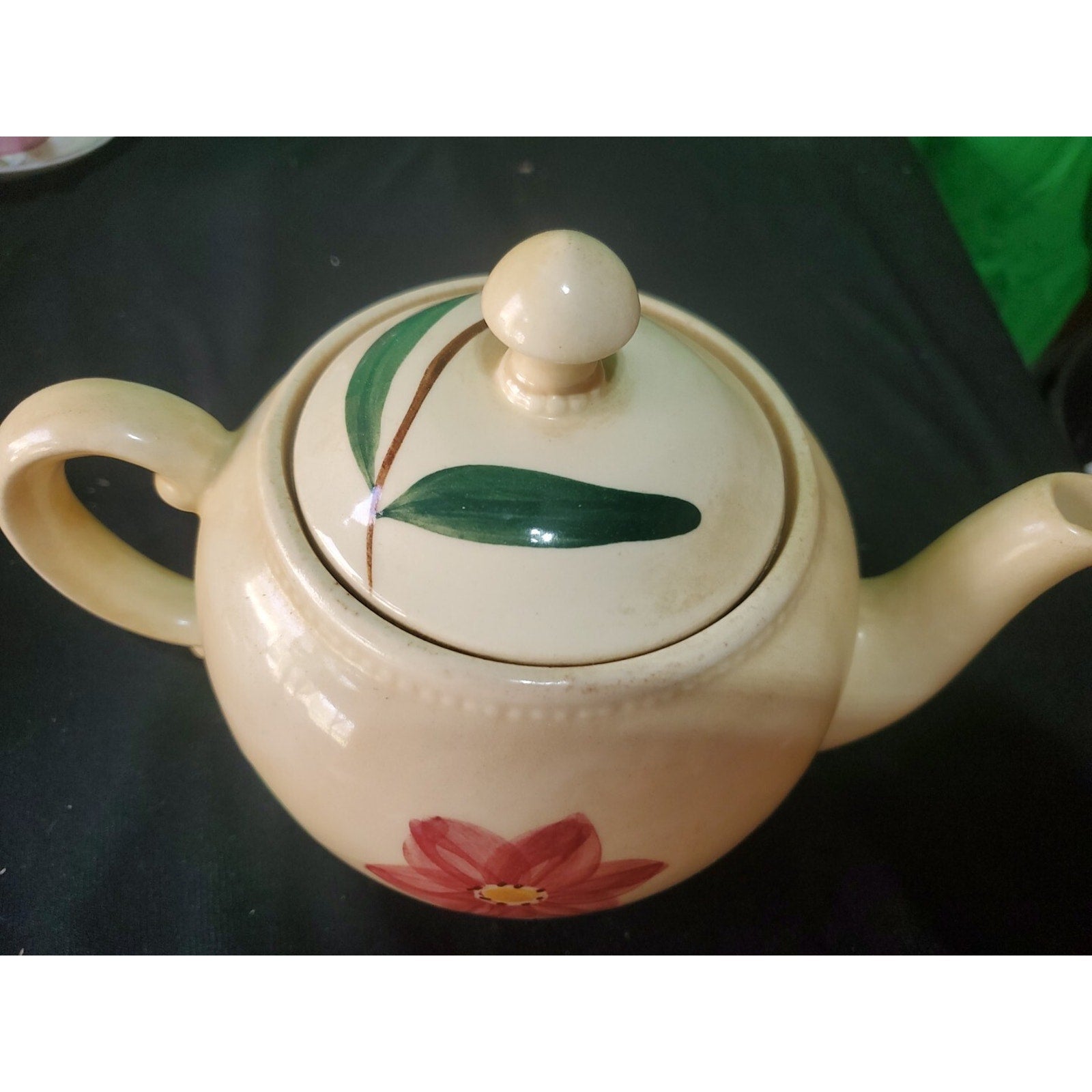 Vintage SHAWNEE POTTERY Hand Painted Ceramic Teapot Floral Motif USA