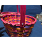 VTG Lot of 2 Mini Woven Easter Basket Pink Pastel Handle Spring Candy Holder