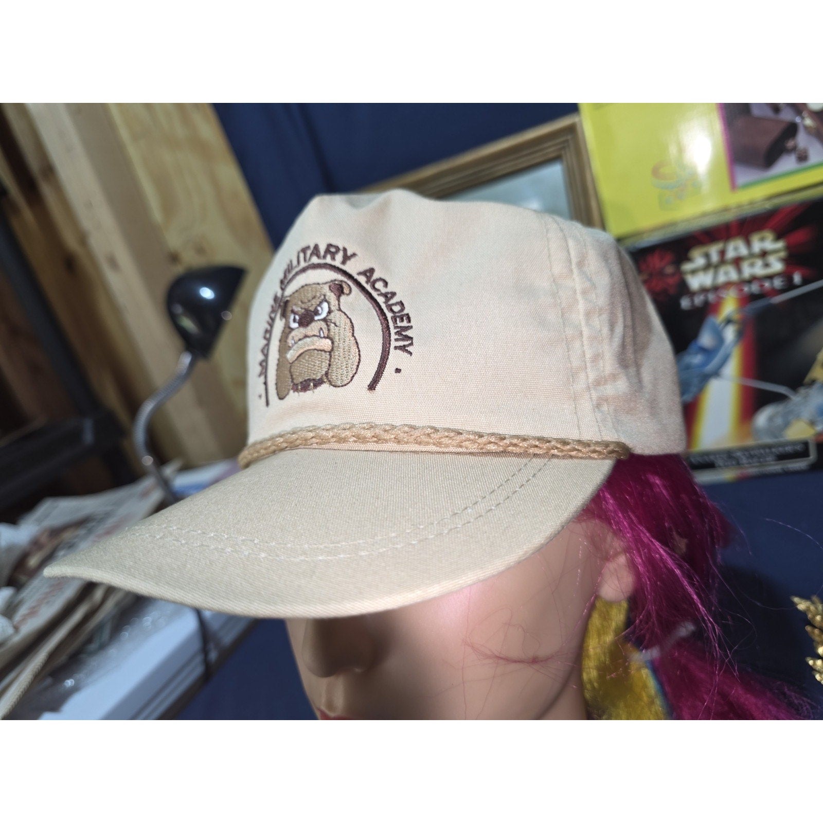 Vtg Marine Military Academy Hat Imperial Headwear Rope Cap MMA Bulldog USA Made