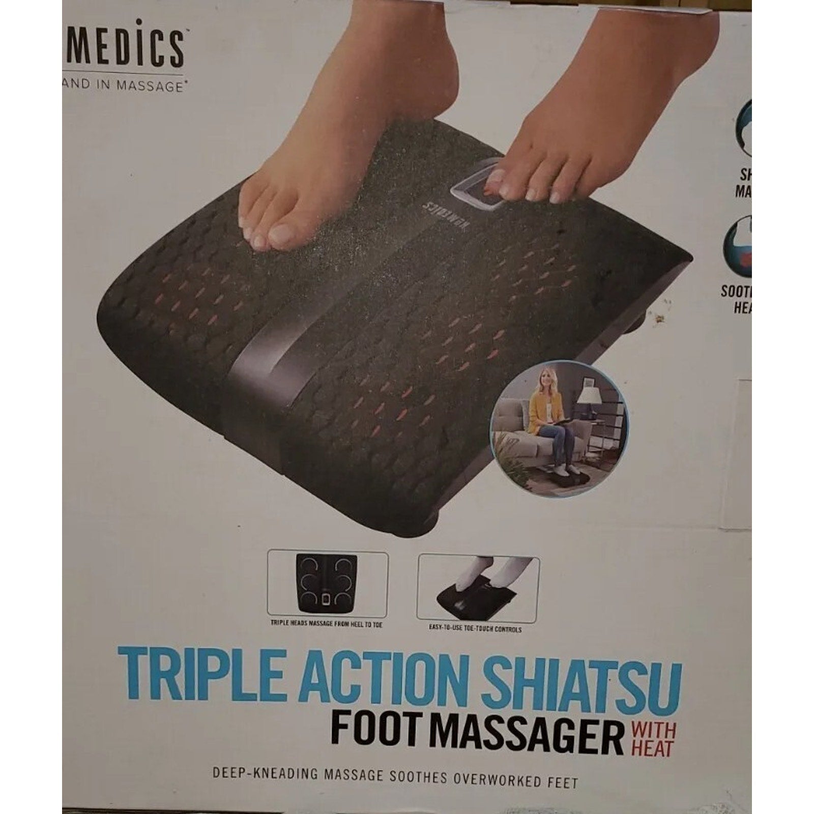 HoMedics Triple Action Shiatsu Foot Massager with Heat Massage Nodes Never Used