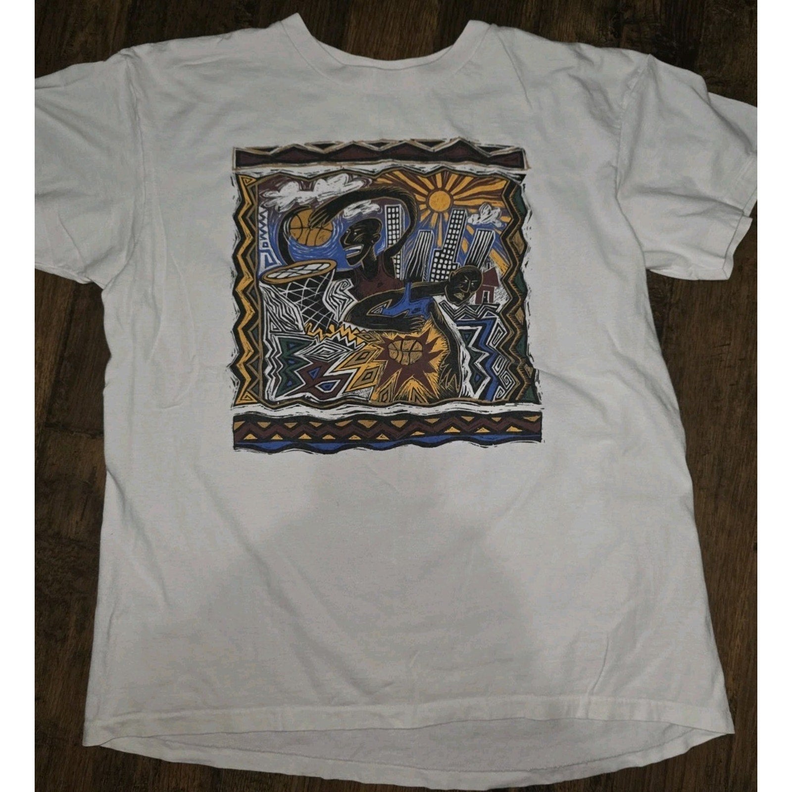 RARE VINTAGE 90s NIKE Grey Tag Hoops Streetball T-Shirt SINGLE STITCH USA L/XL