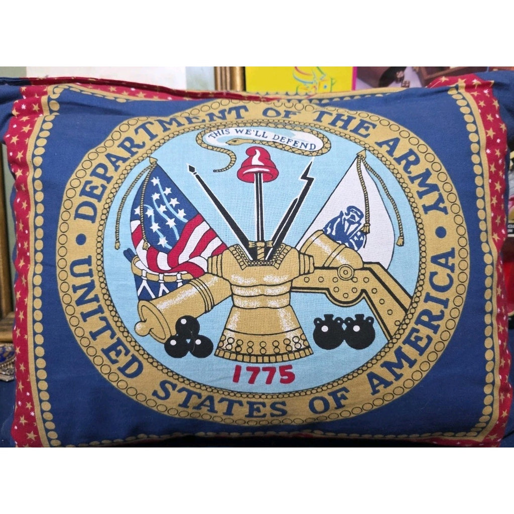 Vtg Handmade Pillow US Army Patriotic Americana Decor 16"x12" Office Man Cave