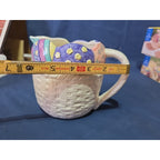 Ceramic Easter Egg Bunny Rabbit Picther or Creamer Woven basket Decoration