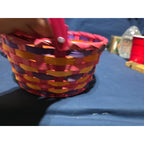 VTG Lot of 2 Mini Woven Easter Basket Pink Pastel Handle Spring Candy Holder