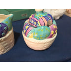 Vtg Spring Easter Sugar & Creamer Set of Two Easter Patade