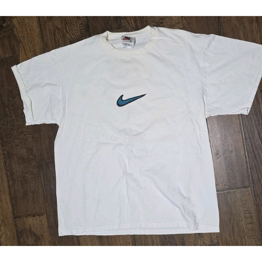 Vintage Rare 90s Nike Peace Love Swoosh T Shirt Medium Made in USA Red Tag
