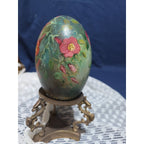 VTG Ann Moody Hand Painted Goose Egg Signed Floral Folk Art Collectible Signed