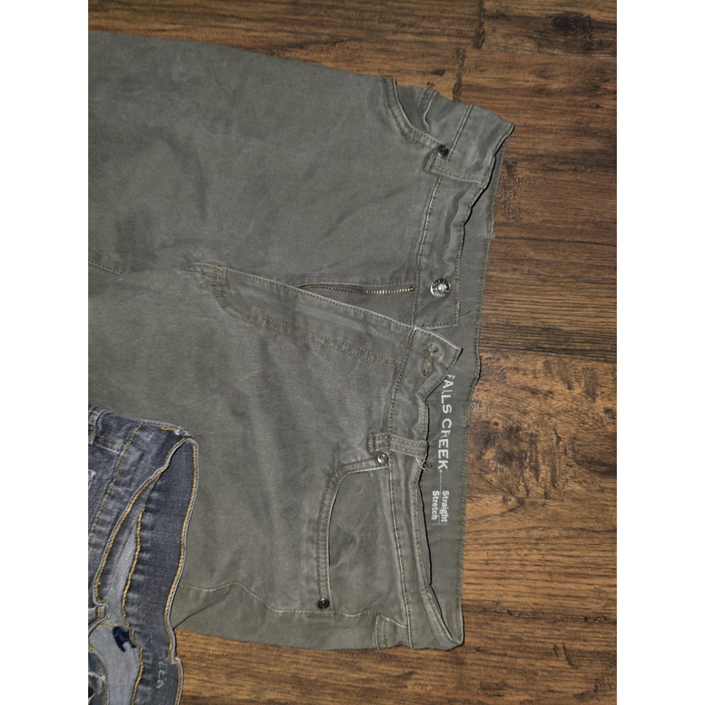 Lot of 2 Falls Creek Pants Mens Size 34x30 Stretch Chino Pants Straight Khaki