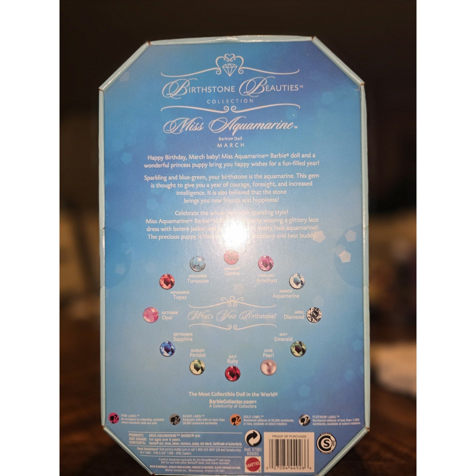 Miss Aquamarine Barbie - Birthstone Beauties - March - Brand new, unopened