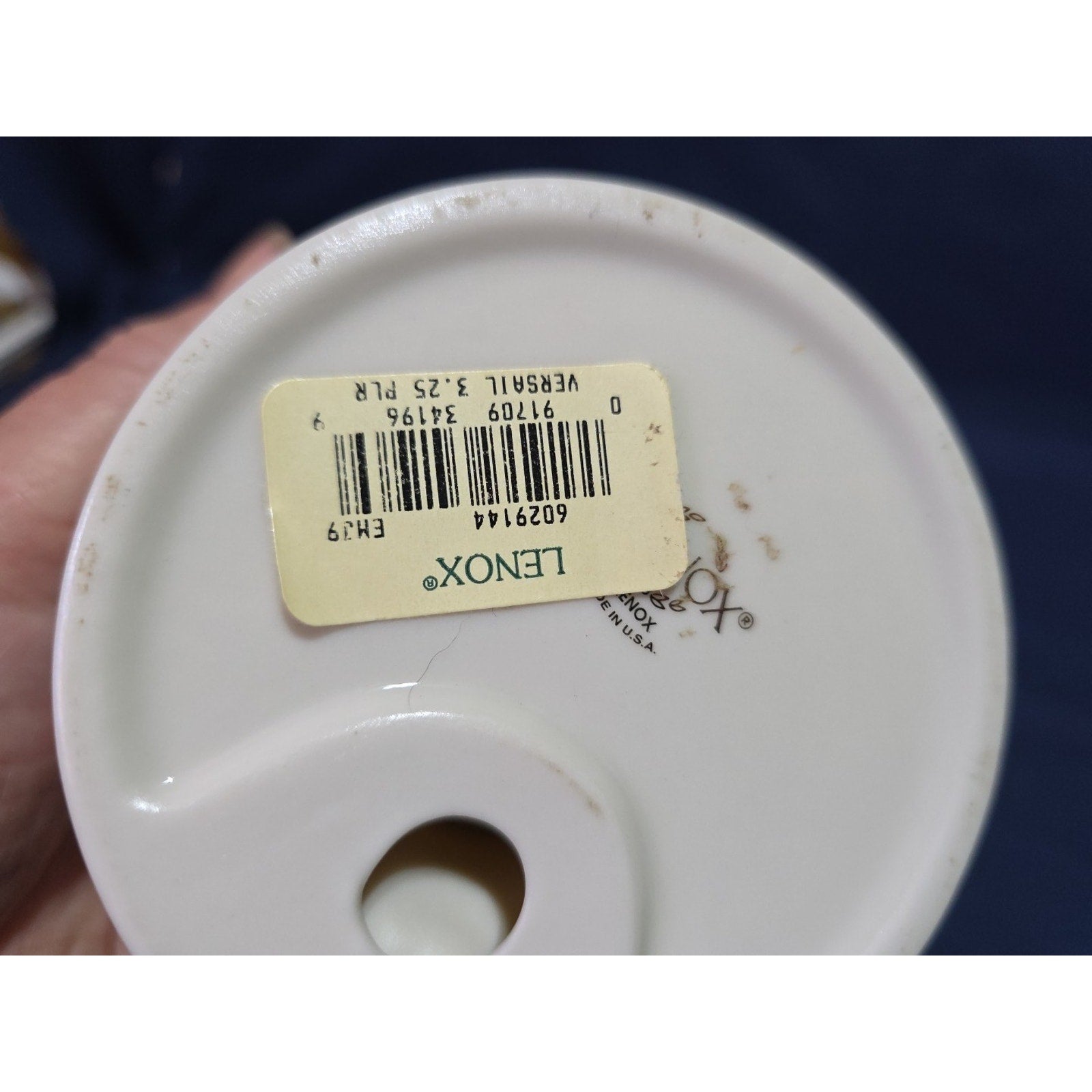Lenox Porcelain Candle Holder 3.25" Ivory Embossed Gold Trim Decorative