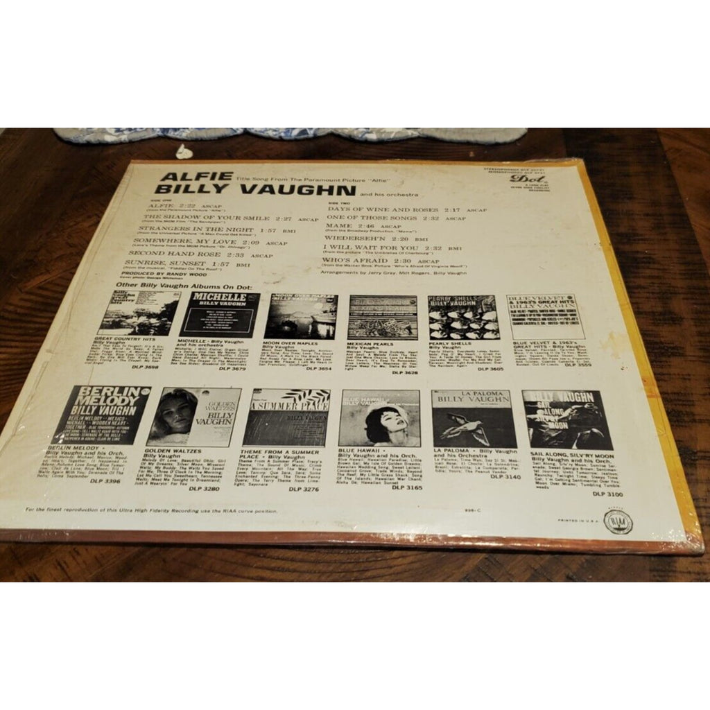 Billy Vaughn Alfie 1966 Dot DLP 25751 Stereo Easy Listening 33rpm Vinyl LP VG+