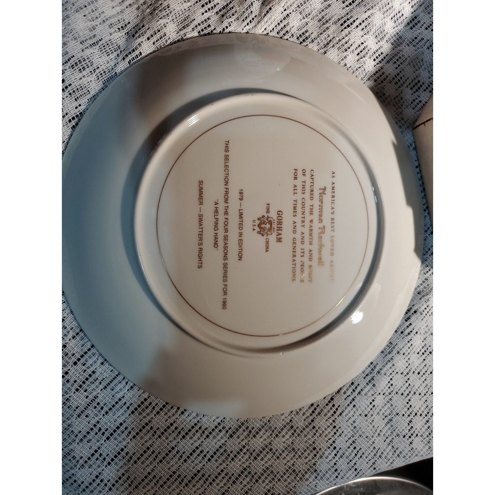 Norman Rockwell Plate " Summer -Swatter's Rights" Vintage W/ Box