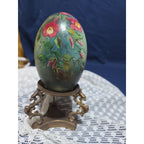 VTG Ann Moody Hand Painted Goose Egg Signed Floral Folk Art Collectible Signed