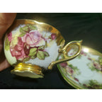 Norcrest China Tea Cup & 2 Saji Saucer Plate Japan Golden Rose