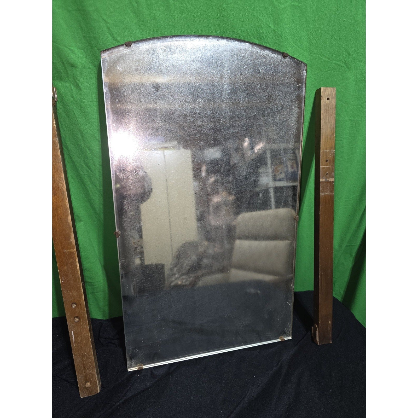 Antique Rustic Farmhouse Vanity Dresser Mirror Decor Shelf VTG 13x22.5”
