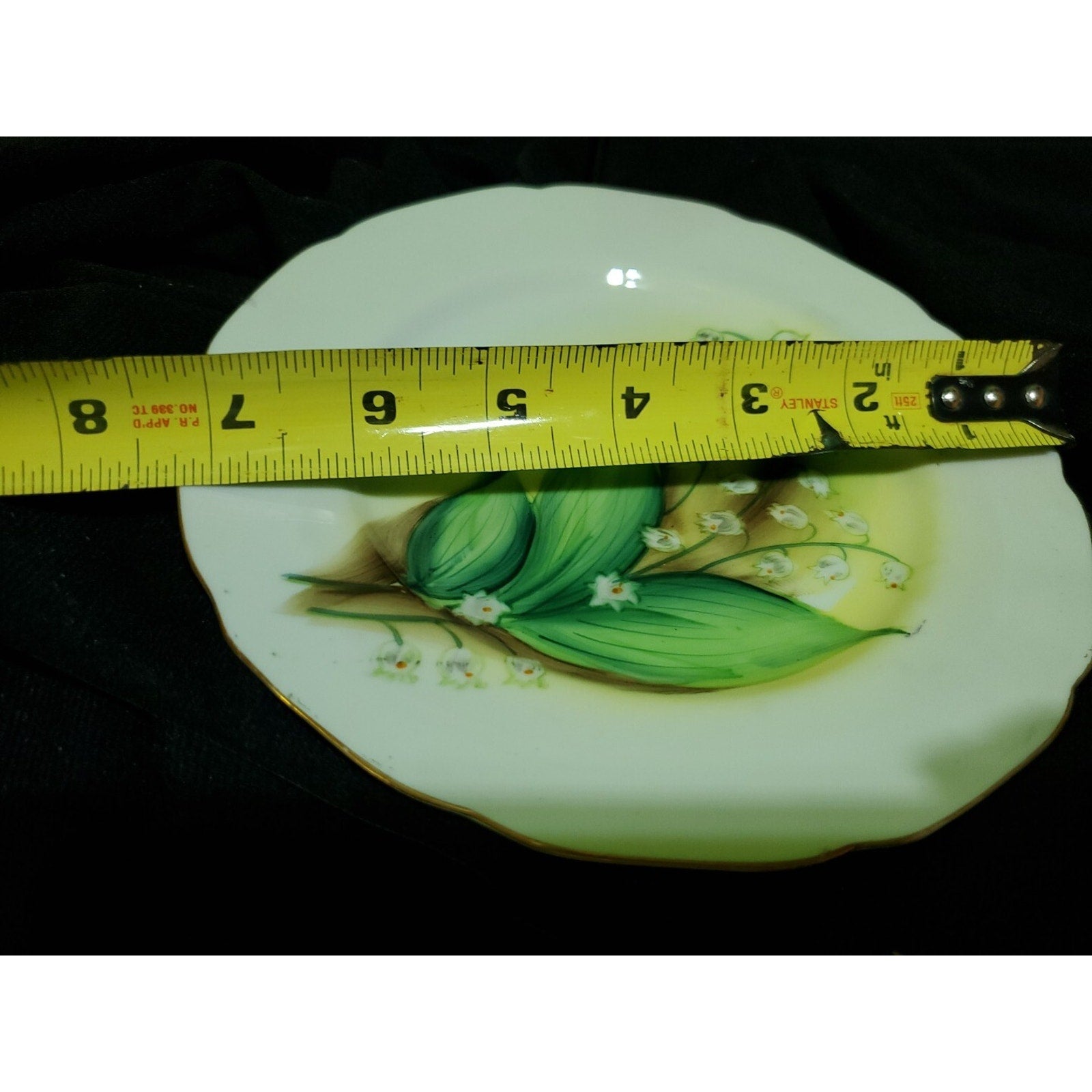 Vintage Hand Painted Norcrest 7.25" " Yellow Green Flowers Gold Trim Japan.