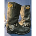 Vintage 90s Harley Davidson 9.5D Riding Ring Boots Embroidered Eagle Harness