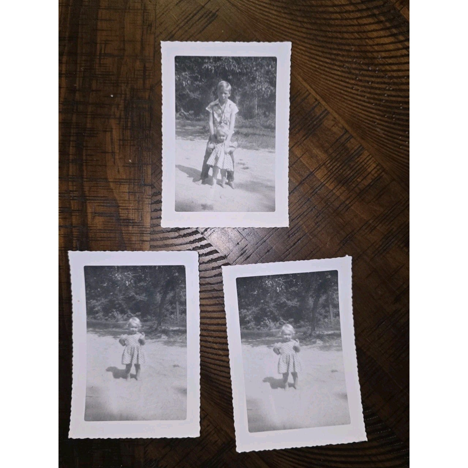 3- Vintage 1950s B&W Snapshot Photo 3 1/2" x 5" Kids Country Rd Originals