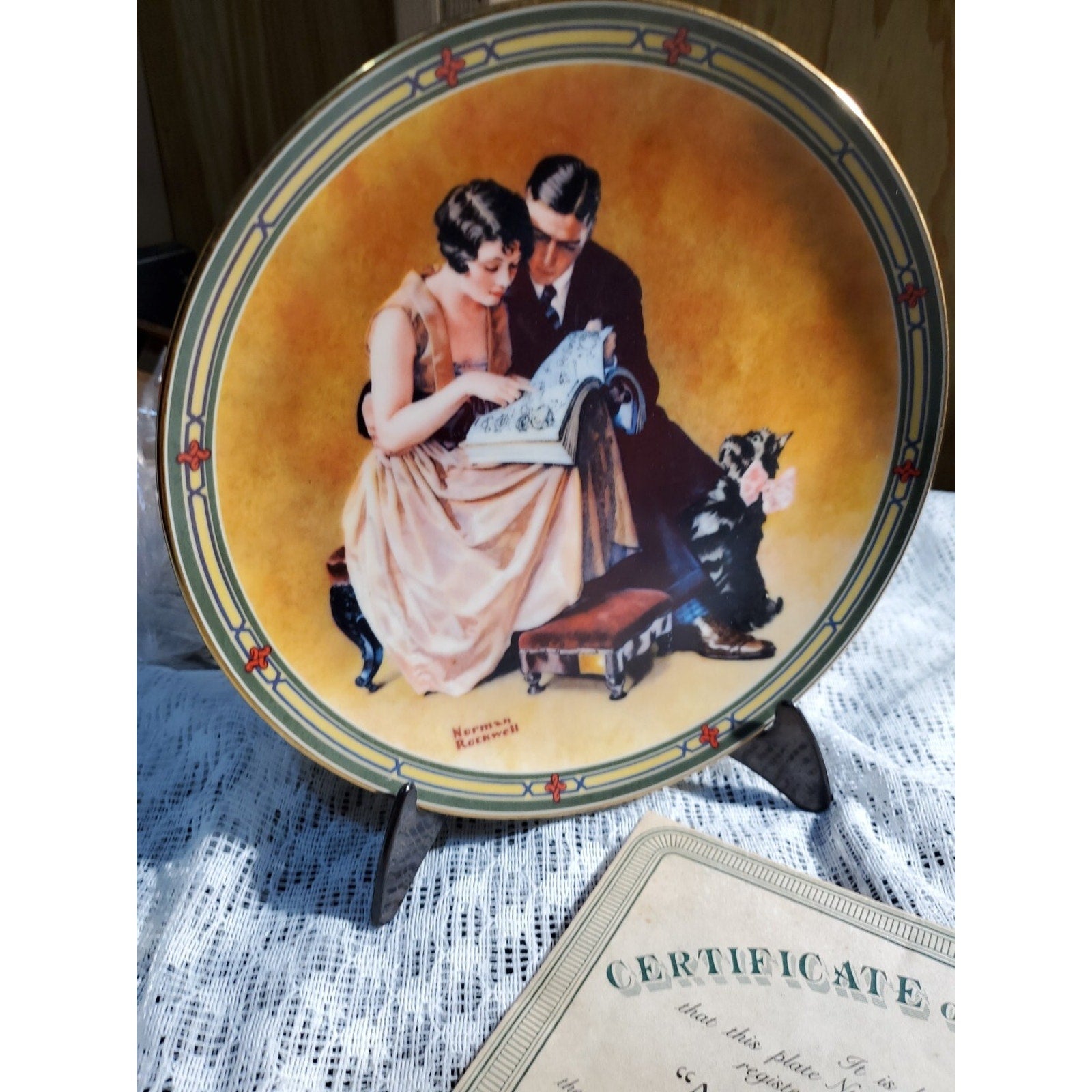Edwin M Knowles Norman Rockwell Plate "A Couple's Commitment" Vintage W/ Box