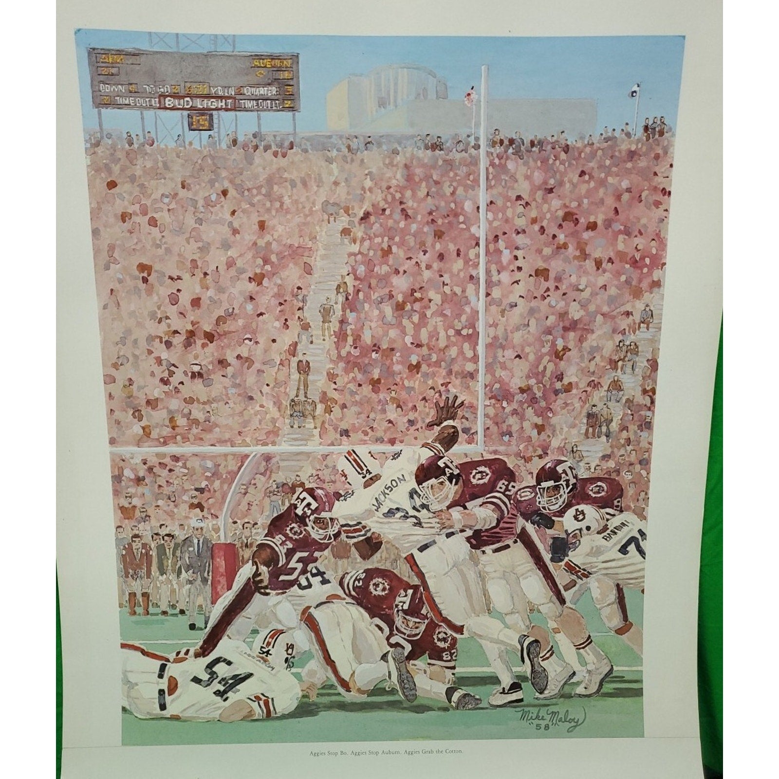 1986 Cotton Bowl Signed Litho 27 x 21 1/4 Original Football Man Cave Texas A&M