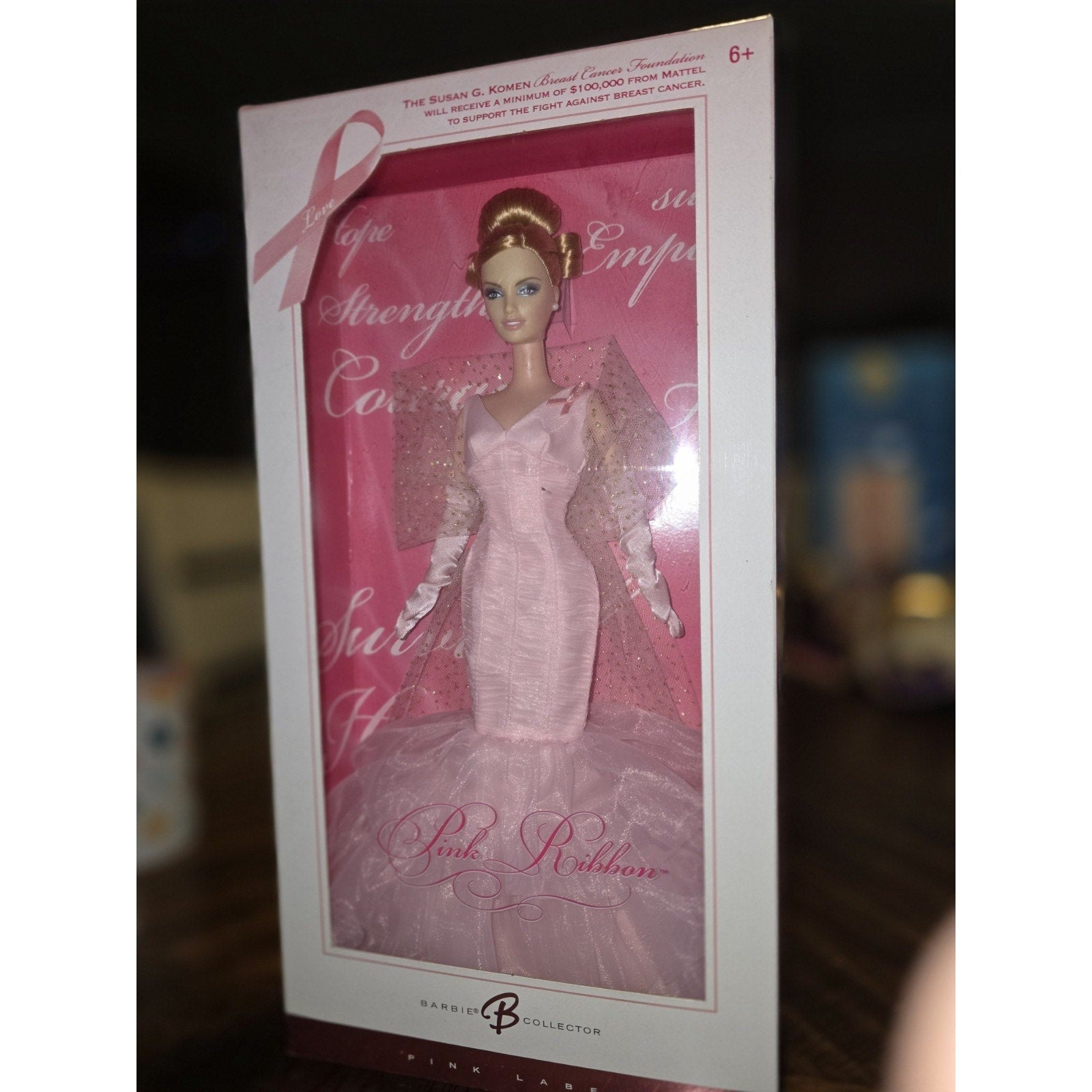 Barbie Pink Ribbon Doll Partnered Susan G. Komen Breast Cancer Foundation #J0932