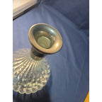 Vintage Ribbed Glass Wine/Liqueur Decanter With Stopper And Silverplate Collar