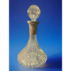 Vintage Ribbed Glass Wine/Liqueur Decanter With Stopper And Silverplate Collar