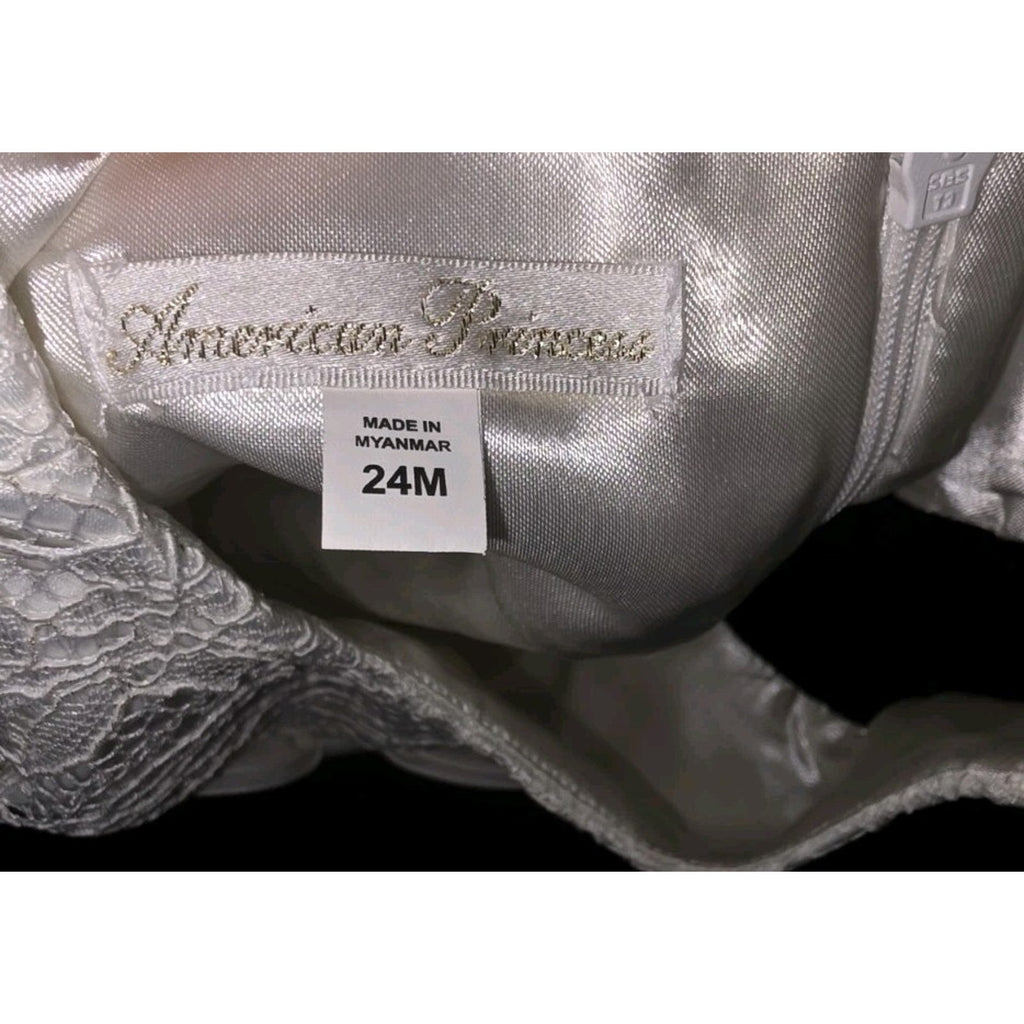 American Princess Dress Sz 24M Exc cond Ivory Gold, Pearl, Silver Rhinestones