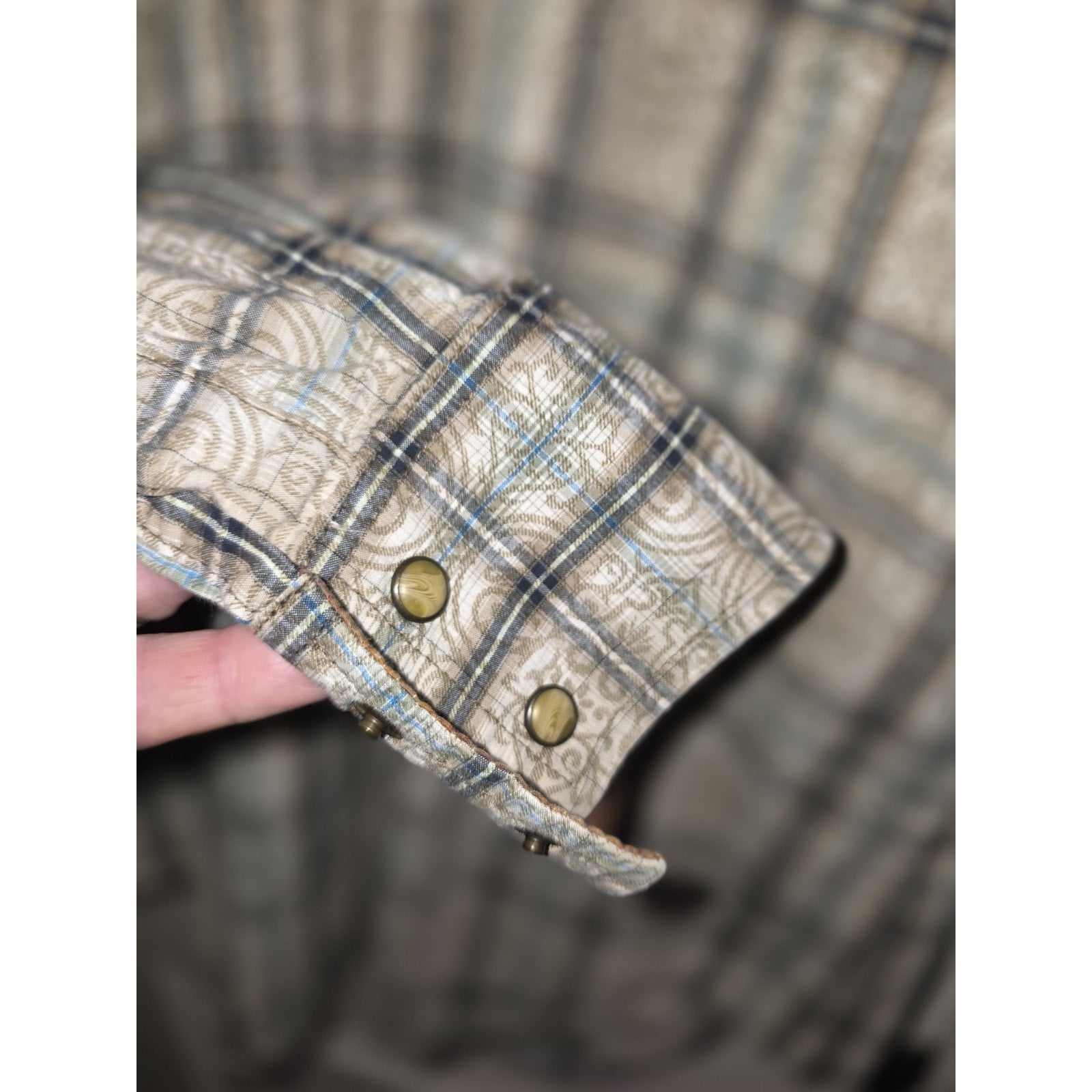 Wrangler Retro Mens Snap Button Up Western Shirt Size Medium Plaid Rodeo Cowboy