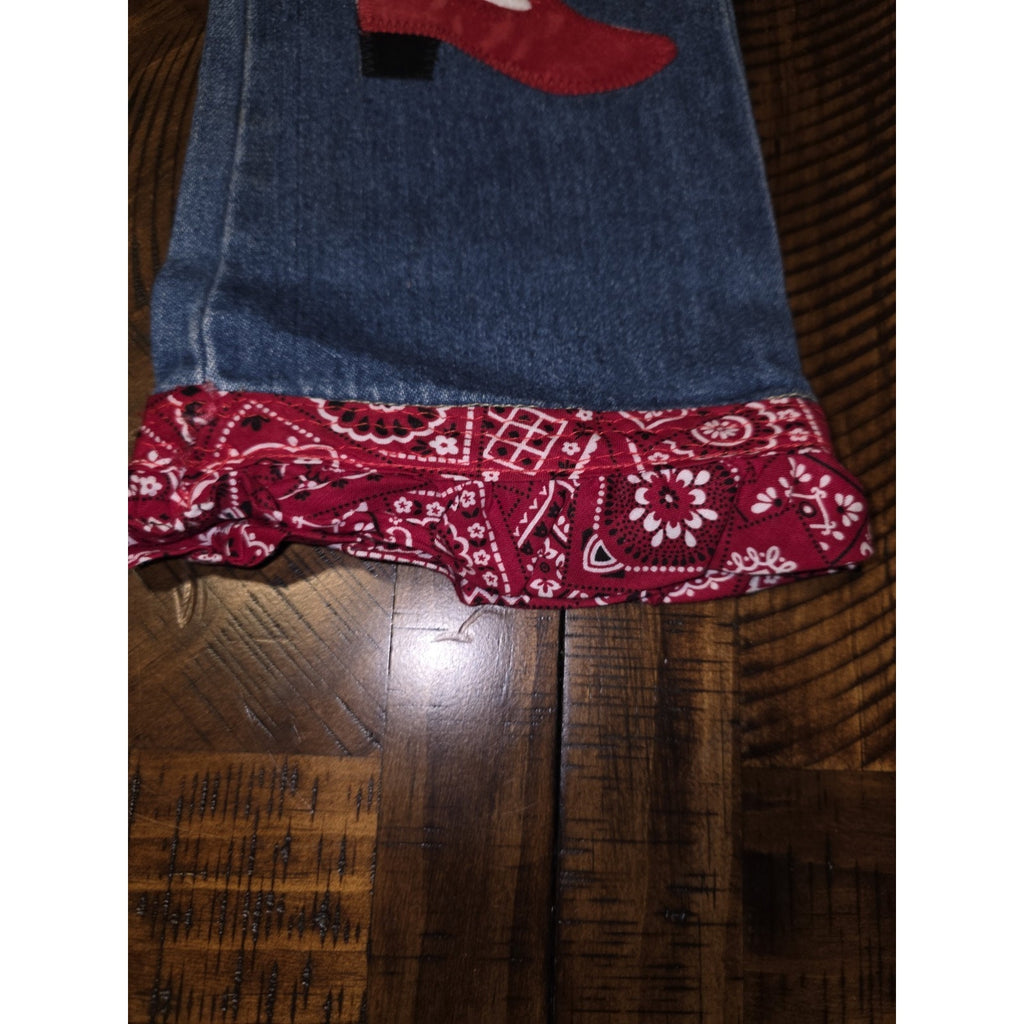 Western /Farm Styje Premium Patch Girls Western Jeans - Size 2T - Hand Stetched