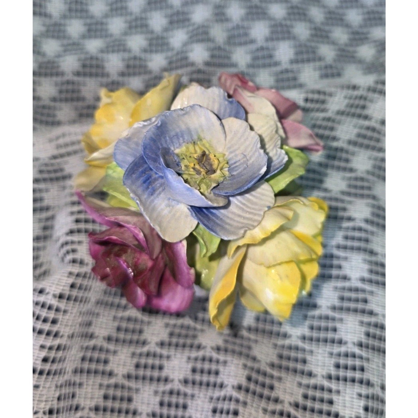 Vintage Jon Anton English Bone China Floral Basket Hand Painted Made in England