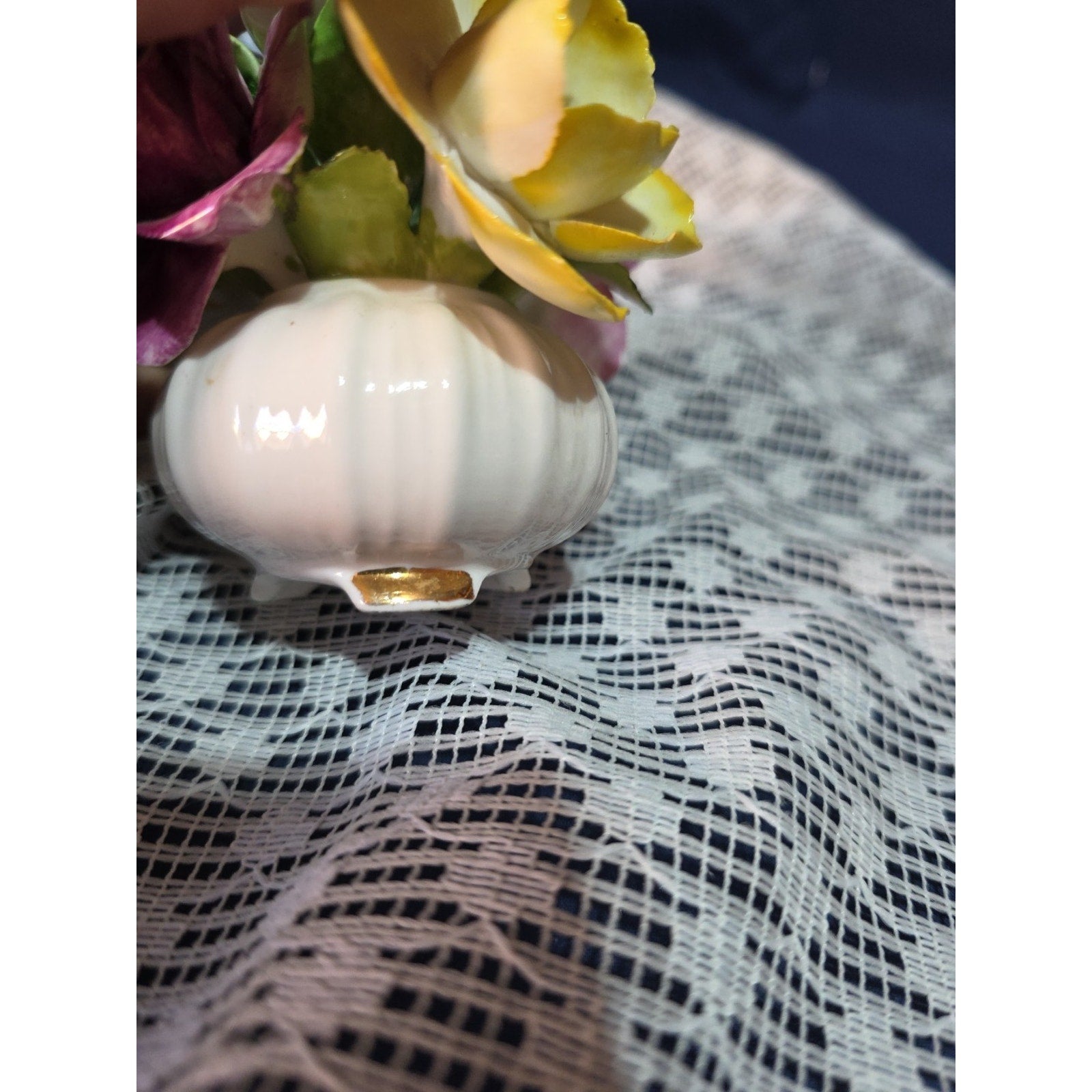 Vintage Jon Anton English Bone China Floral Basket Hand Painted Made in England