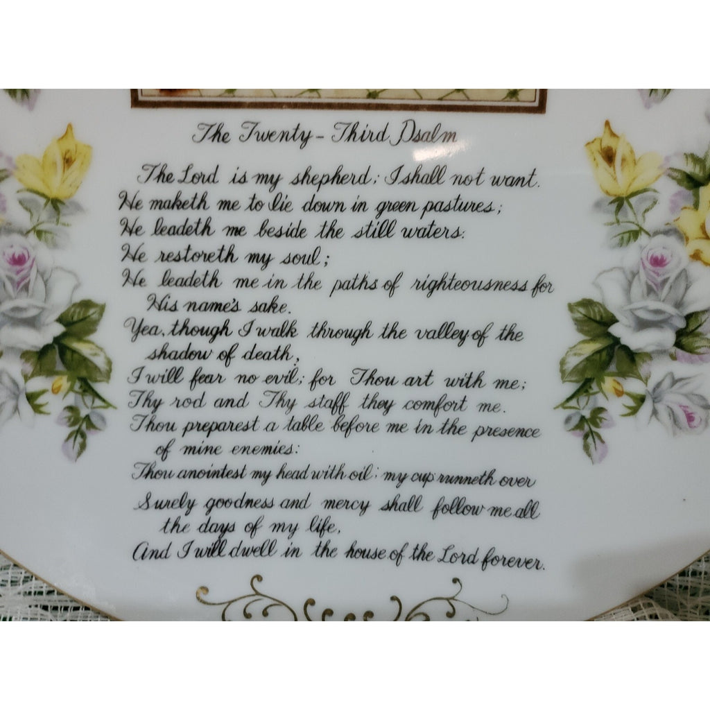 Vintage Ucagco Porcelain Twenty-Third Psalm wall plate 10 1/4” Christian Bible