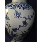 Chinese Blue White Vase Dechang Chinoiserie Porcelain Butterflies Birds 14"